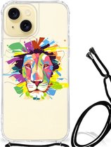 GSM Hoesje Geschikt voor iPhone 15 Leuk TPU Back Cover met transparante rand Lion Color