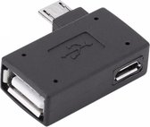 Adaptateur Micro USB (m) vers USB-A (v) + Micro USB (v) OTG - coudé vers la gauche - USB2. 0 / noir