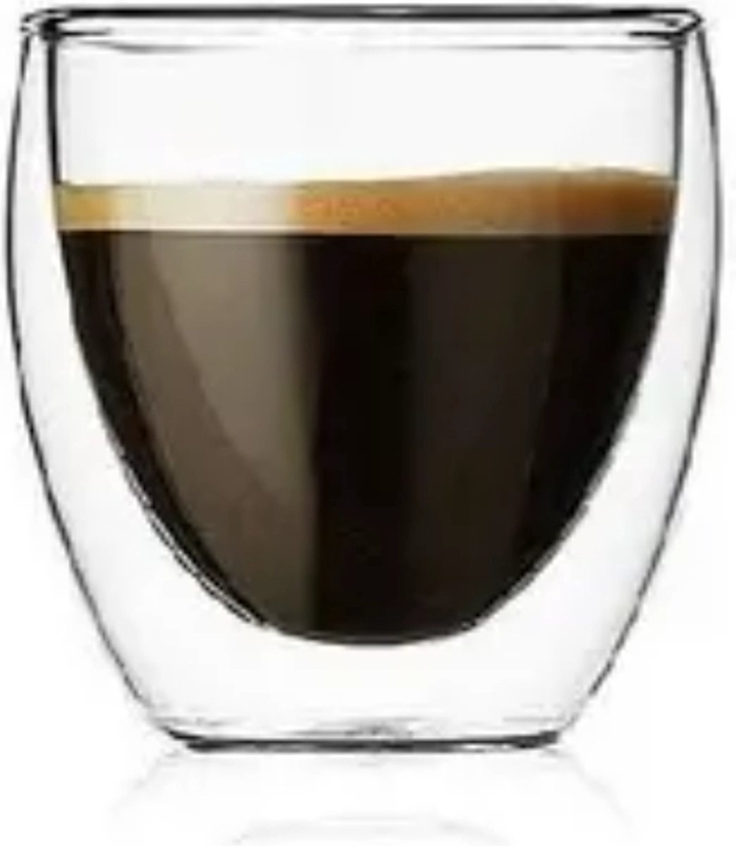 Dubbelwandige borosilicaat glazen - 6 stuks - 250 ml - Koffieglazen - Theeglas - Cappuccino glazen - dubbenwandigglas zonder oor