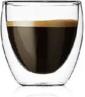 Bol.com Dubbelwandige borosilicaat glazen - 6 stuks - 250 ml - Koffieglazen - Theeglas - Cappuccino glazen - dubbenwandigglas zo... aanbieding