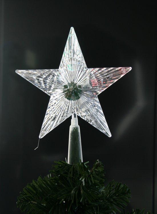 Gerim kerst piek - ster - met gekleurd LED licht - knipperend - 21 cm - verlichte pieken
