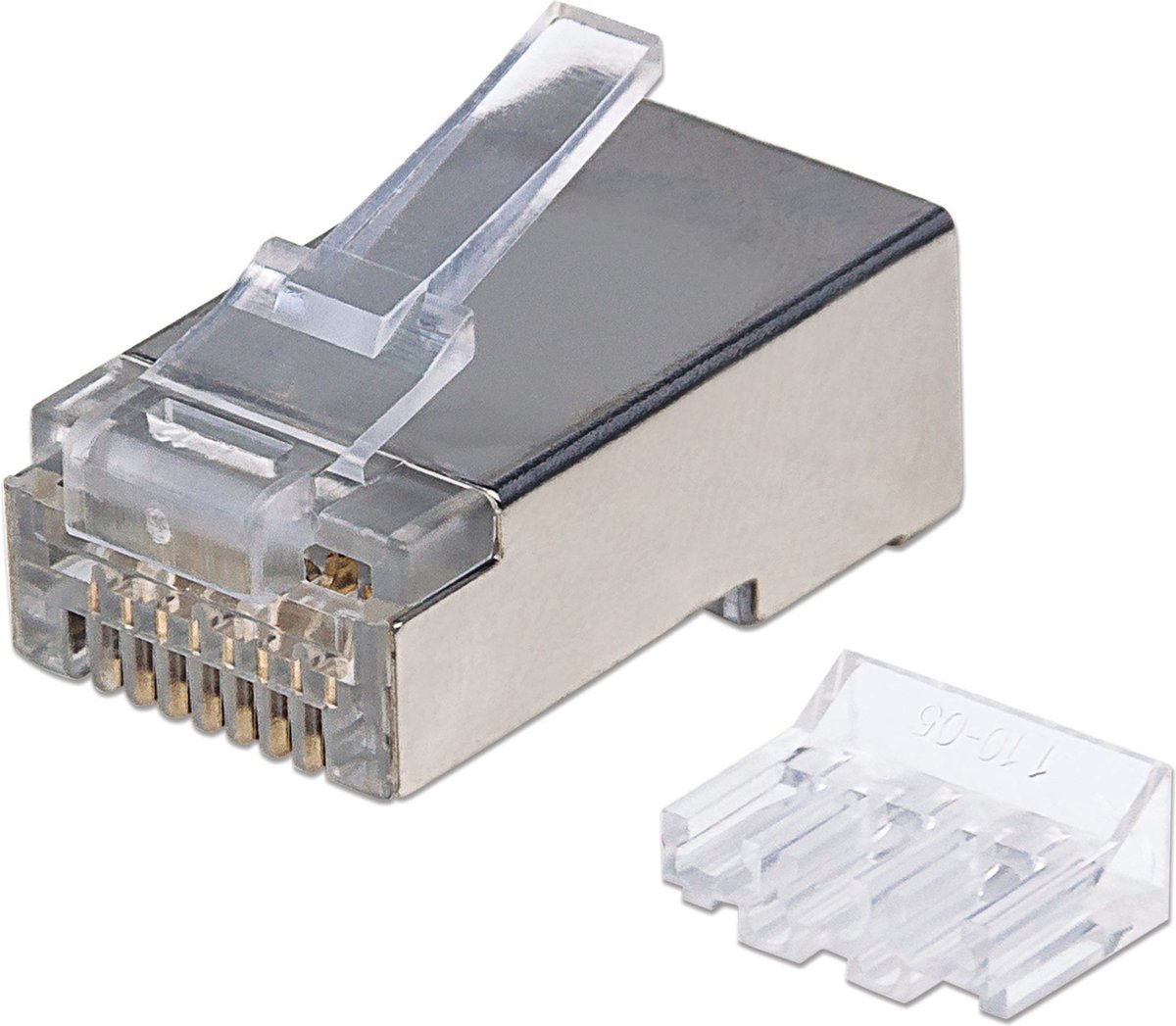 Intellinet 790505 Intellinet 70 stuks Cat6A RJ45 modulaire stekker Pro Line STP 3-punts ader koppeling voor gevlochten