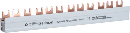 Hager Aansluitrail vork 3-polig 16 mm² 12 modulen