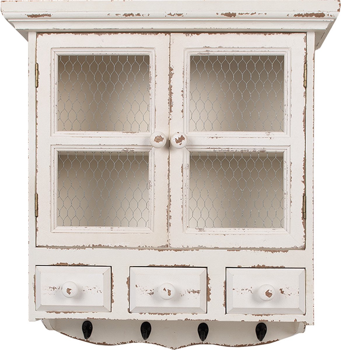 Clayre & Eef Wandkast 56x23x61 cm Wit Houtproduct Opbergkast