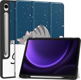 Case2go - Tablet hoes geschikt voor Samsung Galaxy Tab S9 FE (2023) - Tri-fold Case - Met Pencilhouder - Good Night