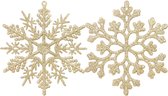 Kerstboomversiering, plastic, sneeuwvlok met glitter, 10 cm, in 36-delige set