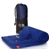 De Millennials - Microvezel handdoek - Blauw - set van 2 ( 1x 40*80 + 1x 76*152) - ultra licht en sneldrogend- yoga - fitness - microvezel handdoeken - ideaal als sporthanddoek, strandhanddoek en reishanddoek