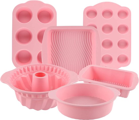 Bakvormenset Siliconen Baguette Cakevorm Broodbakvorm Broodjes Baguette Bakplaat Broodvorm Muffinvorm Fruitbodemvorm Pizzabakplaat Pizzavorm Cupcakes (Groen, Set van 6)