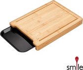 Smile - Snijplank Bamboe - Hakblok - Extra Dik - Met Opvang Bak/Tray & Sapgeul - 36x27,5cm