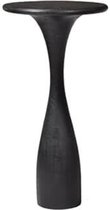 Bijzettafel - Elegante zwarte bijzettafel met voelbare houtstructuur - Ronde tafel - hout - by Mooss - hoog 65cm