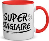 Akyol - tasse à café super stagiaire - tasse à thé - rouge - Stagiaire - stagiaire - travail - cadeau d'adieu - cadeau d'anniversaire - cadeau - contenu 350 ML