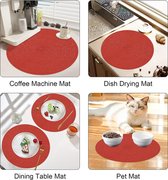 Set van 6 ronde rode placemats. Gevlochten hittebestendige tafelmatjes, wasbaar en antislip. Geschikt voor eetkamer, keuken, bruiloft en feest.