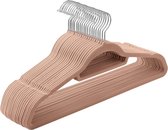 Set van 20 fluwelen hangers Hangers Antislip Kleine stropdasstang 360° draaibare haak 0,6 cm dik Ruimtebesparend 43,5 cm lang Jas Broek Zilver Lichtbruin CRF020LB20