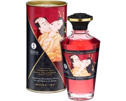 Shunga - Verwarmende Olie - Om Van Het Lichaam Te Likken - Strawberry Wine