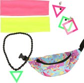 Foute 80s/90s party verkleed set compleet - dames - neon - jaren 80/90 verkleed accessoires