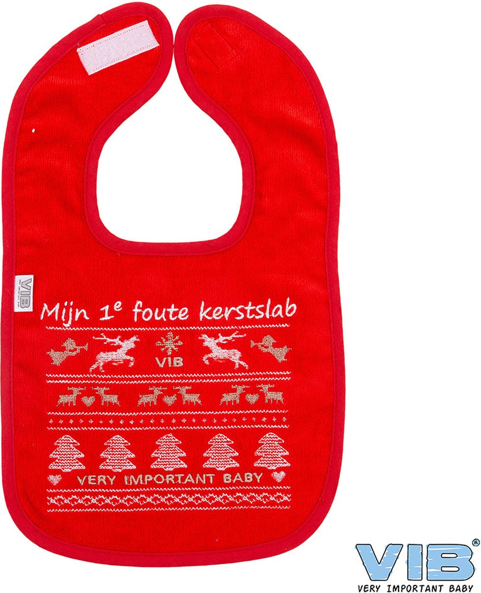 Goedkoopste VIB® - Slabbetje Luxe velours - Mijn 1e foute kerstslab Rood - Babykleertjes - Slabbetjes - zwangerschap aankondiging - baby aankondiging