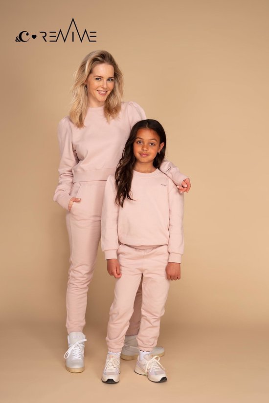 Long length Jogging Pants &C x REVIVE Blush Pink, maat S, lang model, met koord, van biologisch katoen, EU gemaakt