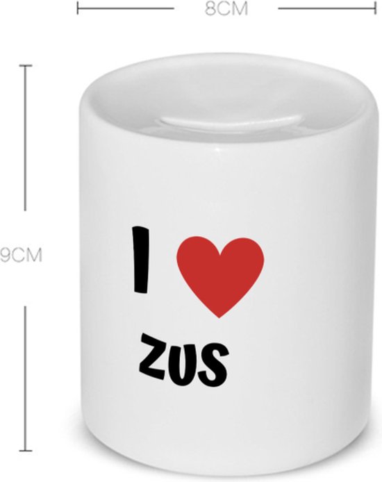 Akyol - i love zus Spaarpot - Zus - de liefste zus - verjaardag - cadeautje voor zus - zus artikelen - kado - geschenk - 350 ML inhoud