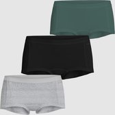 Björn Borg 3-Pack dames - Minishorts - Katoen - Grijs/Groen/Zwart - Maat XXL