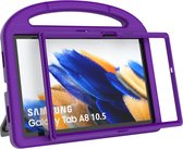Tablet Beschermhoes geschikt voor Samsung Galaxy Tab A8 10.5 X200/X205 (2021) | Volledig bescherming | Kindvriendelijk Cover | Hoes voor Kinderen met Standaard | Kinderhoes met handvat - Paars