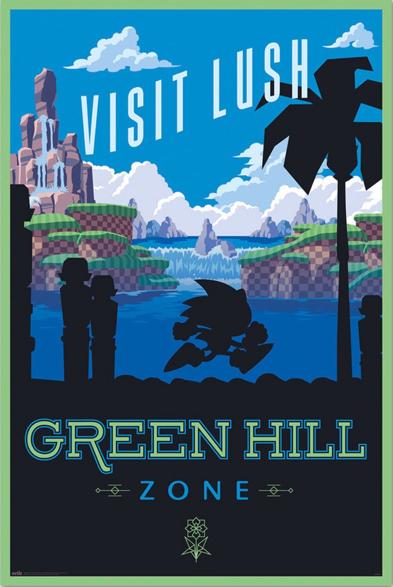 Grupo Erik Poster Sonic The Hedgehog - Visit Lush Green Hill Zone 61x91,5cm Divers