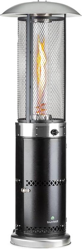 Blumfeldt Terrasverwarmer Gas Voor Terras, Tuin & Balkon, Terrasverwarmer Met 360° Zicht Op Vlammen, Gasstraler Voor Buiten, Terrasverwarmer Met Elektrische Ontsteking, Gasstraler Met Vloerrollen