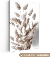 Tableau sur toile Plantes - Plumes - Wit - 80x120 cm - Décoration murale