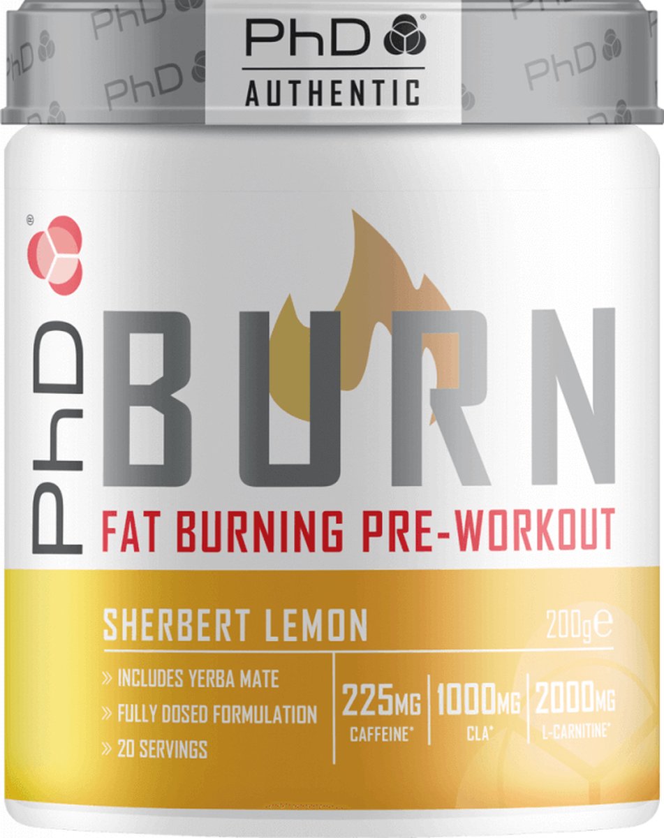 PhD Burn Pre-WKT (200g) Sherbert Lemon - Pre-Workout - Pre-Workout Booster