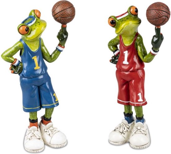 Kikkerbeeldje basketbal topper 18cm - kunsthars - willekeurige kleur - sportbeeldjes