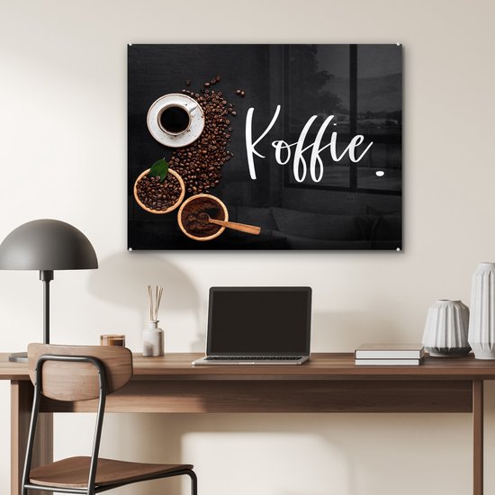 MuchoWow® Peinture sur verre 80x60 cm - Peinture sur verre acrylique - Dictons - Café - Citations - Photo sur verre - Peintures