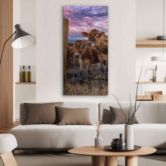 MuchoWow® Peinture sur verre 60x120 cm - Peinture sur verre - Vache - Animaux - Vaches - Photo sur verre acrylique - Peintures
