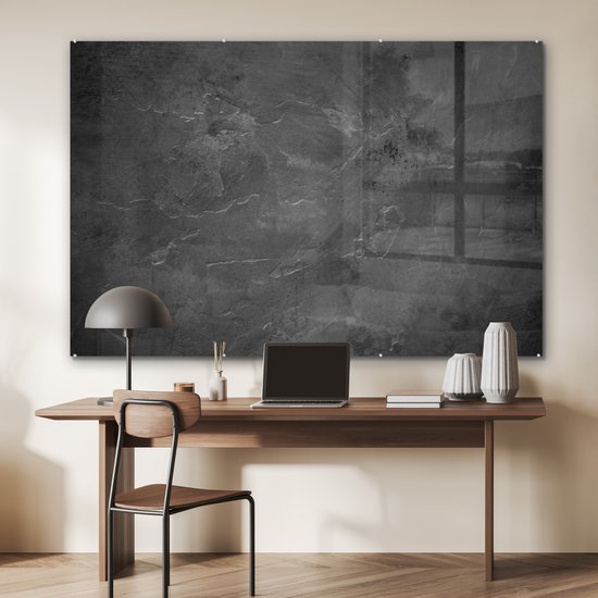 MuchoWow® Peinture sur verre 150x100 cm - Peinture verre acrylique - Structure - Ciment - Béton - Grijs - Vintage - Photo sur verre - Peintures