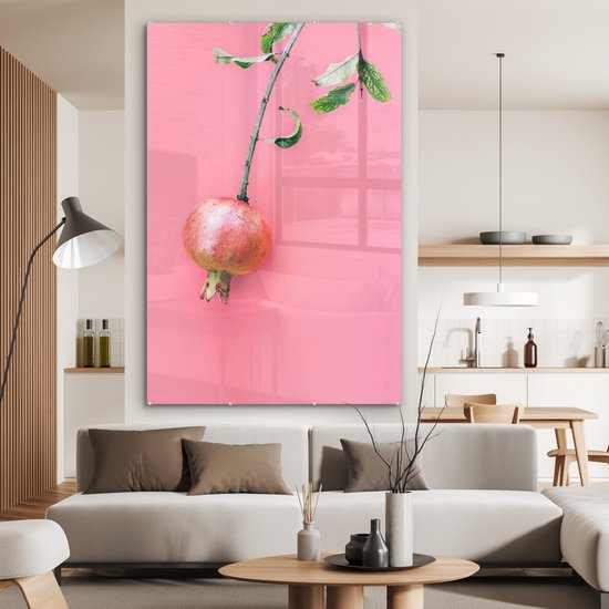 MuchoWow® Peinture sur verre 120x180 cm - Peinture sur verre - Plantes - Été - Rose - Photo sur verre acrylique - Peintures