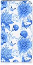 Smart Cover voor Geschikt voor iPhone 15 Flowers Blue