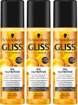 Schwarzkopf - Gliss Kur - Spray anti-enchevêtrement nutritif à l'huile - Pack économique - 3 x 200 ml