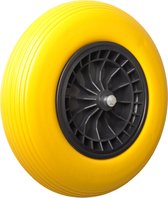 4.00-8 kruiwagenwiel - anti lek band en zwarte kunststof velg - 150 kg maximale belasting - 20 mm asgat/naafdiameter - inclusief rollager