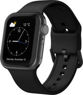 Siliconen bandje - geschikt voor Apple Watch Series 1/2/3/4/5/6/7/8/9/SE/SE 2 met case size 38 mm / 40 mm / 41 mm - Zwart