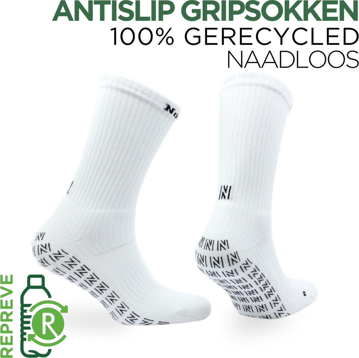 Norfolk - Antislip Sokken - Naadloos met Enkeldemping - Gripsokken Voetbal - Grip Sportsokken - Wit - 39-42 - Lizard