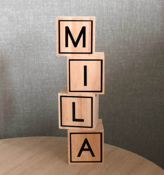 Houten gepersonaliseerde naamblokken - kraamcadeau - letterblokken - geboorteblokken - per stuk van Letterflair — afbeelding 3