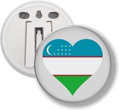 Button Met Clip - Hart Vlag Uzbekistan