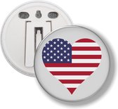 Button Met Clip - Hart Vlag Amerika