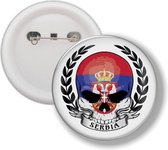 Button Met Speld - Schedel Vlag Servië