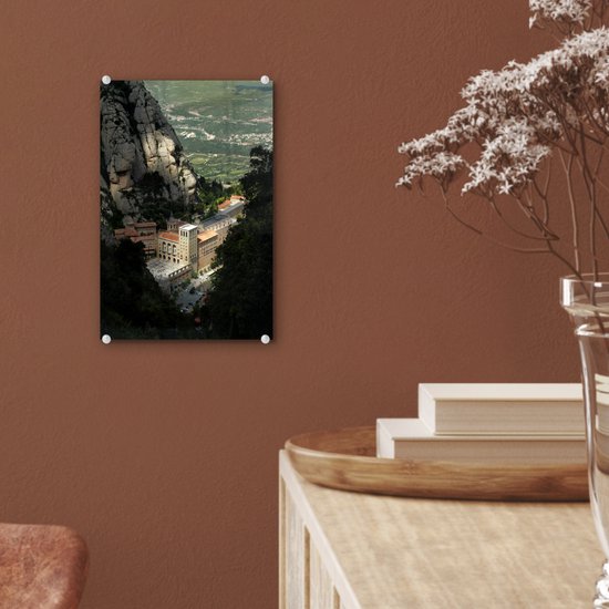Monastère de Montserrat entre les montagnes Glas 20x30 cm - petit - Tirage photo sur Glas (décoration murale en plexiglas)