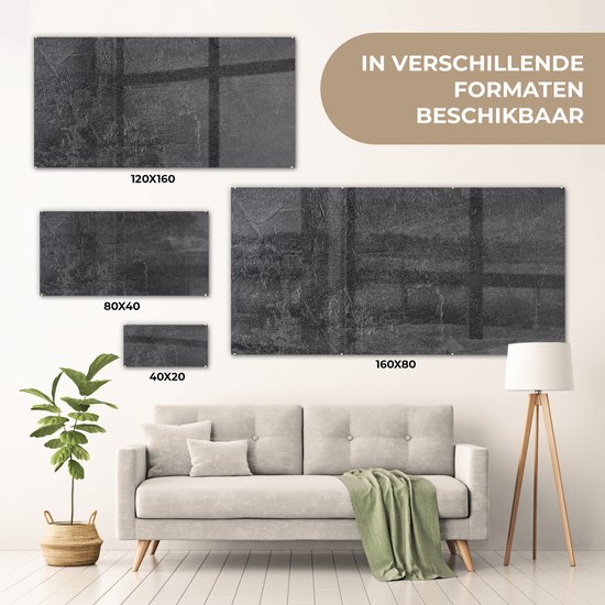 MuchoWow® Peinture sur verre 120x60 cm - Peinture acrylique sur verre - Ardoise - Béton - Natuursteen - Grijs - Industriel - Photo sur verre - Peintures