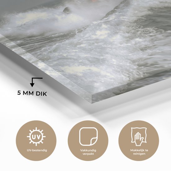 MuchoWow® Peinture sur verre - Un canot de sauvetage en mer - 150x100 cm - Peintures sur verre acrylique - Photo sur Glas