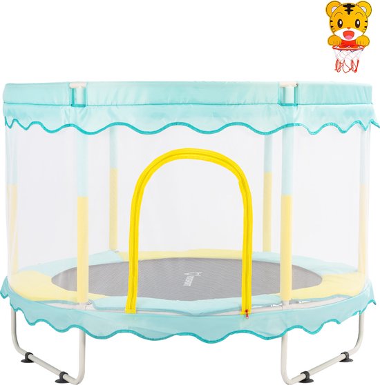 FOXSPORT Trampoline - Trampoline voor Kinderen - met net - indoor trampoline 150 cm- Speelgoed voor Jongens en Meisjes - Blauw