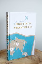 Box vol verhalen - Invulboek 'Mijn eerste vakantieboek' blauw/wit - Invulboek voor vakanties en weekendjes weg - Vakantieboek kinderen