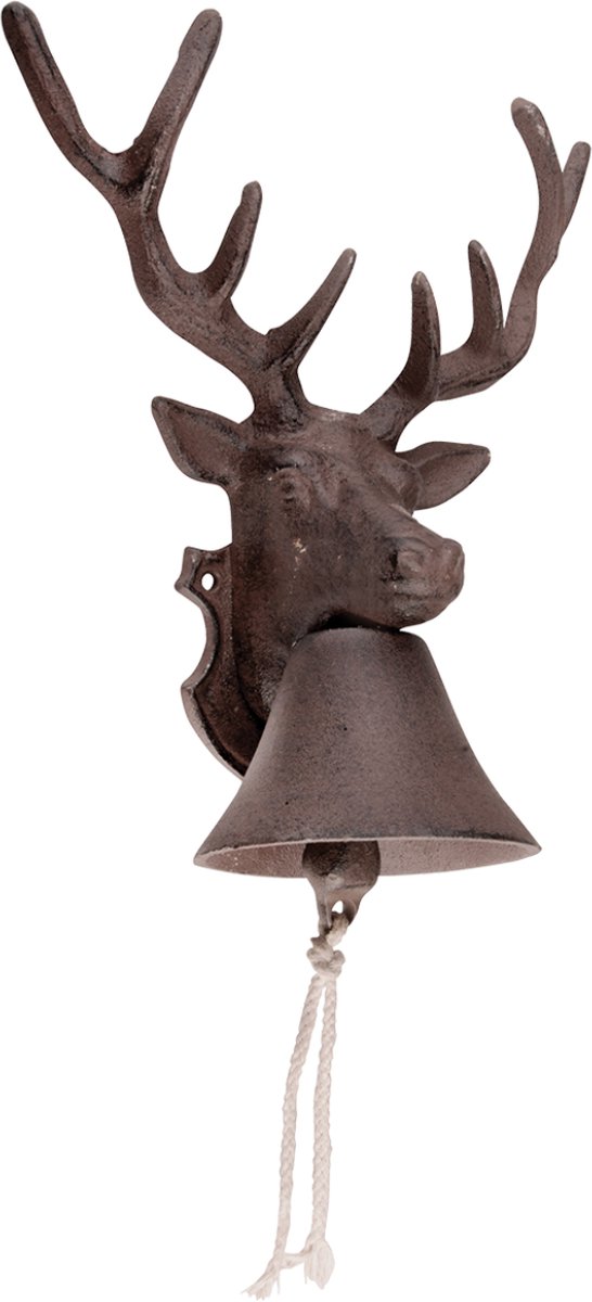 Deurbel hert 26 cm hoog - gietijzer - traditioneel - decoratief - tuindecoratie - voor buiten - rustiek - handgemaakt - cadeau - geschenk - Nieuwjaar - Verjaardag - Kerst