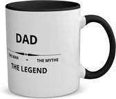 Akyol - dad the man the mythe the legend koffiemok - theemok - zwart - Papa - de legendarische vader - vader cadeautjes - vaderdag - verjaardag - geschenk - kado - vader artikelen - 350 ML inhoud