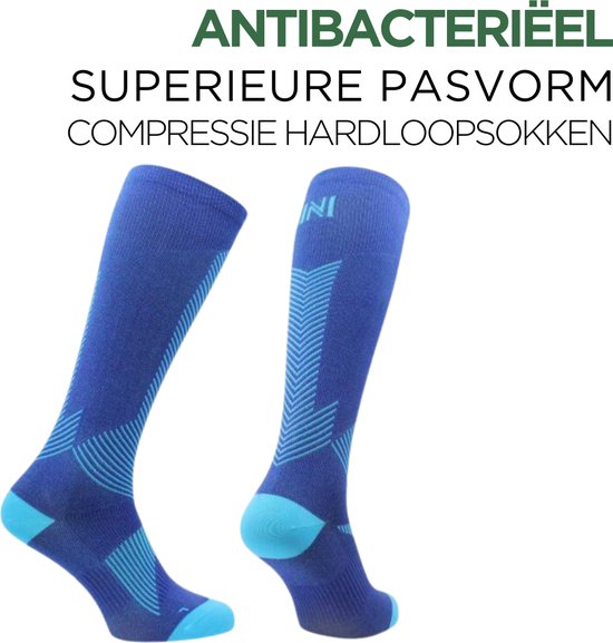 Chaussettes de course Norfolk - Chaussettes de compression avec Meryl Skinlife - Antibactérien - Chaussettes de compression Course à pied - Chaussettes de sport Femme Homme - Blauw - 39-42 - Valencia